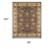 Gold Brown and Tan Wool Oriental Hand Knotted Area Rug - 3 of 4