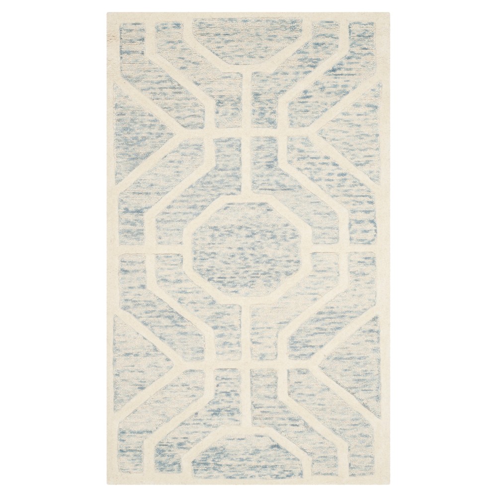 Light Blue/Ivory Geometric Tufted Accent Rug - (3'x5') - Safavieh