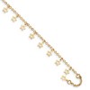 Black Bow Jewelry 14k Yellow Gold Dangling Stars 1.5mm Cable Chain Anklet, 9-10 Inch - 2 of 4