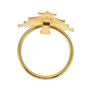 Unique Bargains Napkin Holder Rings Stainless Steel Green Gold Tone 1 Pc - 1 of 3