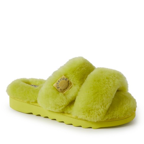 Dearfoams Women's Benalla Genuine Shearling Double Band Slide Slippers ...