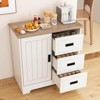 Costway Farmhouse Sideboard Buffet Cabinet with Sliding Doors 3 Drawers Adjustable Shelf - 2 of 4