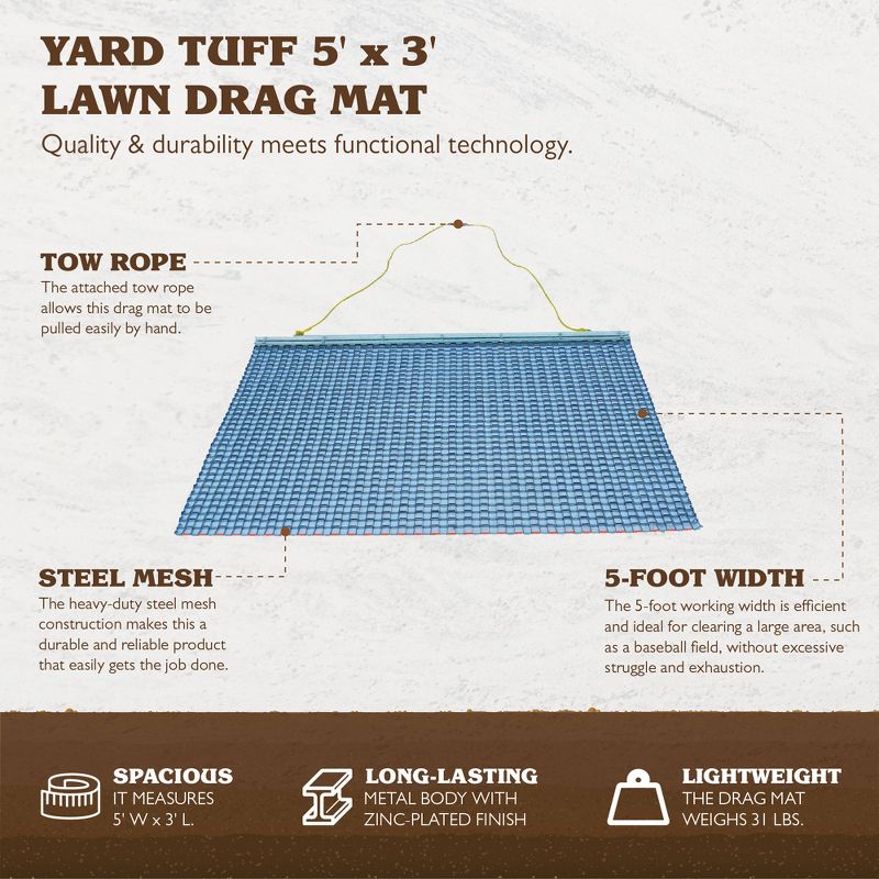 Yard Tuff ATV/UTV Zinc & Steel Field Surface Leveling Drag Mat, 3 of 7