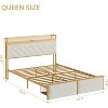 King LED Bed Frame with Headboard Upholstered Platform Bed with Charge Station and Storage Drawers Heavy Duty Metal Slats No Box Spring Needed Gray - 2 of 4