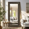 Lirago Distressed Solid Wood Wall Mirror Farmhouse Rustic Retro Mirror 71x31 Antique Brown - 4 of 4
