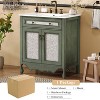 ORRD 30" Antique Bathroom Vanity, Rectangle Ceramic Sink, Flip-Out Drawer, Rubber Wood Legs (Green+Blue) - 2 of 4