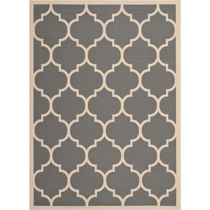 Modern Anthracite & Beige Easy-Care Synthetic Rectangular Rug