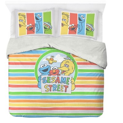 Sesame Street Multicolored Organic Cotton Full/Queen Duvet & Sham Set