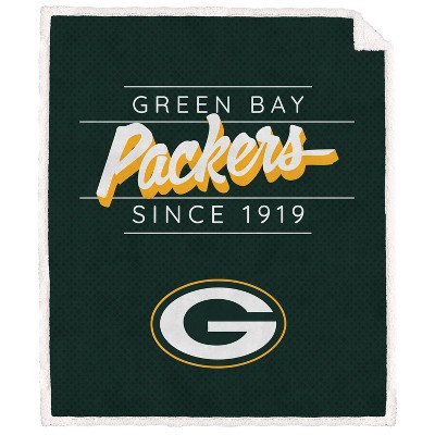 Nfl Green Bay Packers Center Stripe Trim Sherpa Trim Blanket : Target