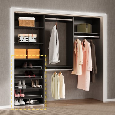 Modular Storage Angled Shelves, Wood Closet Organizer Adjustable, Stacking, Shoe Shelf Unit with 4 Shelves