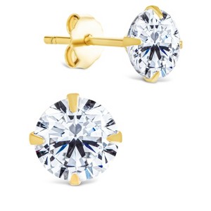 SHINE by Sterling Forever Sterling Silver Round Cut Prong Set Stud Earrings - 1 of 4