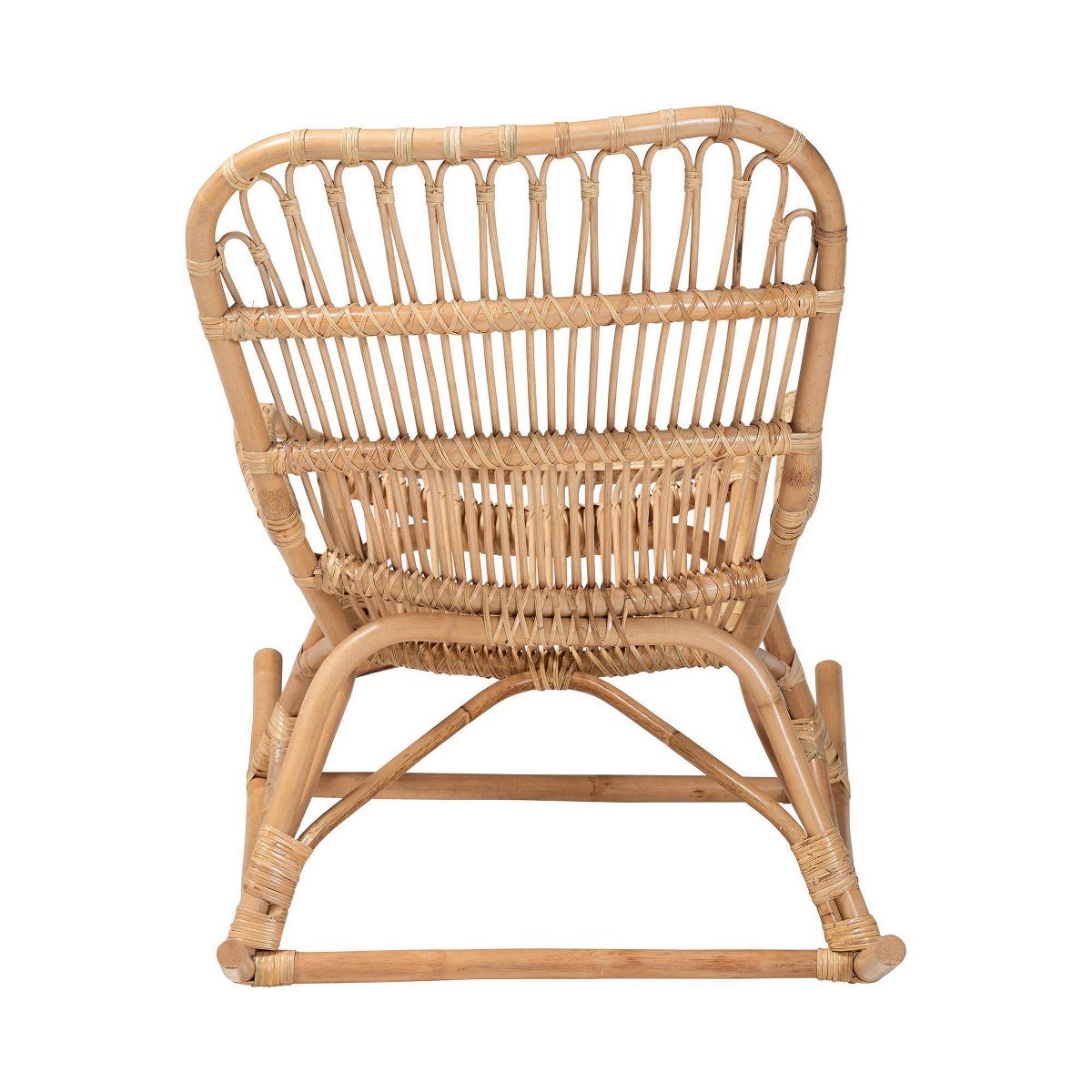 bali & pari Mahin Natural Rattan Rocking Chair Accent Rocker with Curved Armrests Brown - thumbnail 4