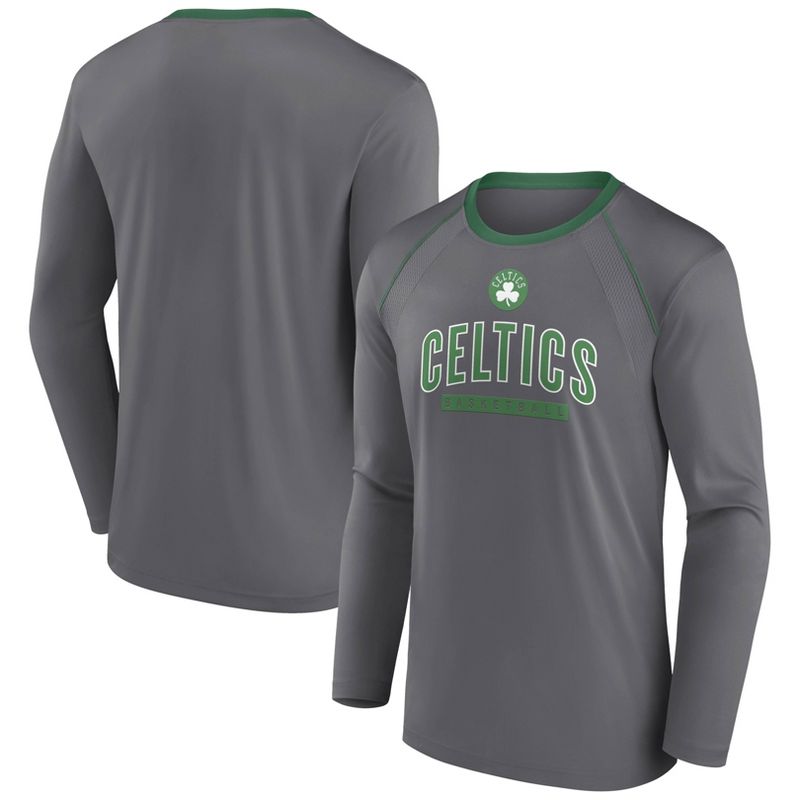 NBA Boston Celtics Men&#39;s Long Sleeve Gray Pick and Roll Poly Performance T-Shirt, 1 of 4