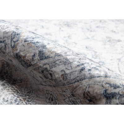 Elegant Serenity 2'x3' Reversible Gray Synthetic Area Rug