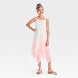 Zenzi Girls' Sleeveless Lace Ombre Dress - Ivory/Blush Pink - 1 of 3