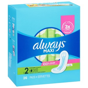 Always Maxi Size 2 Long Super without Flexi-Wings Soft Pads 26 ea - 1 of 2