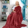 Women's Fuzzy Plush Fleece Full Lined Wrap Sweaters, Adult Wearable Blanket Cape, Super Warm Soft Cozy Gift for her - Catalonia - 4 of 4