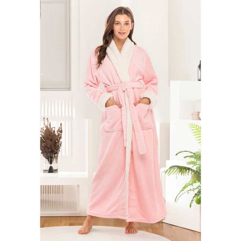 ADR Women's Plush Fleece Bathrobe for Winter, Warm Cozy Bath Robe, 4 of 8