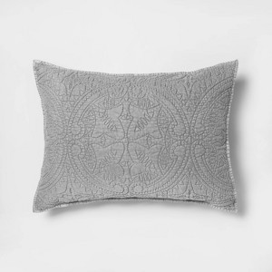 Standard Stitched Medallion Pillow Sham Gray - Opalhouse