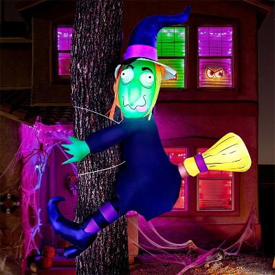 Joyfy 4FT Halloween Inflatable Outdoor Decoration, Inflatable Witch with Built-in LEDs for Halloween Trees & Parties, Yard Garden Lawn Outdoor Decor