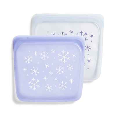 Stasher 2pk Reusable Food Storage Sandwich Bag Storage Snowflake - Lavender/Clear