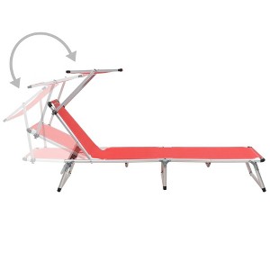 vidaXL Folding Sunlounger with Adjustable Sunroof and Backrest - Lightweight and Portable Aluminum and Textilene Fabric in Striking Red Color - 1 of 4