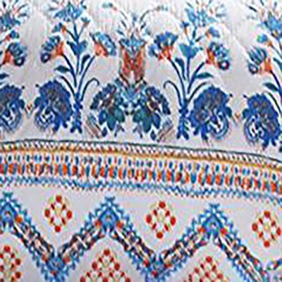 Aleena Ivory and Blue Cotton Polyester King Sham