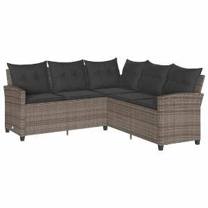 vidaXL L-Shaped Rattan sectional Sofa - Outdoor Patio Couch with Anthracite Cushions, UV & Water-Resistant, Gray Steel Frame, 72.4"x72.4" - 1 of 4
