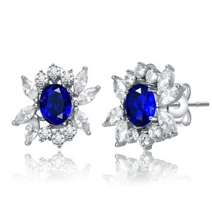 Guili Sterling Silver Rhodium Plated Cluster Earrings with Cubic Zirconia – A Luxurious and Elegant Design That Adds Sparkle and Sophistication - 1 of 3