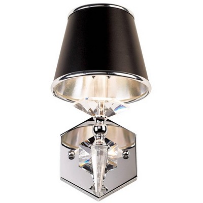 Manhattan Hexagonal Black and Chrome Crystal Wall Sconce