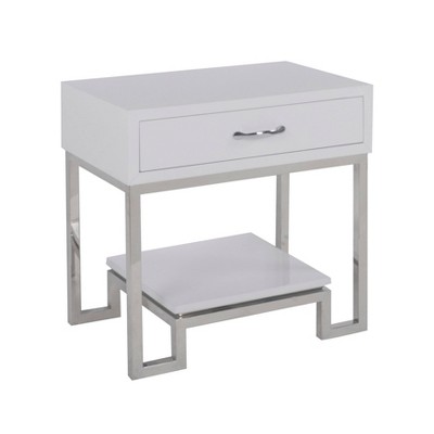 High Gloss Chairside Chest White - HomeFare