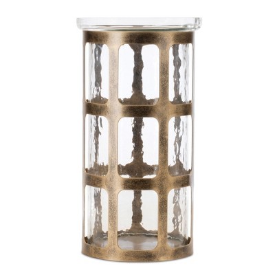Melrose Framed Wavy Glass Candle Holder 10"H