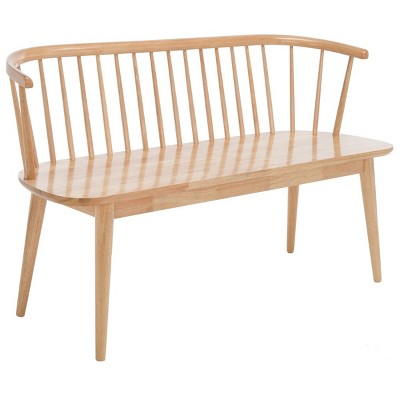 Natural Rubberwood Spindle Back Bench with Tapered Legs