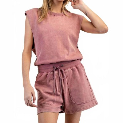 Women's Mineral Washed Drawstring Romper - ee:some