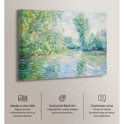 Impressionist Green and Blue Landscape Canvas Wall Art, 24" x 20"