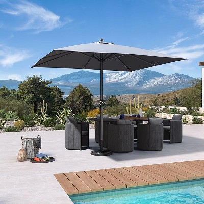 PURPLE LEAF Patio Umbrella Outdoor Table Umbrella Aluminum Frame Market Umbrella Sun Umbrella with 8 Sturdy Ribs