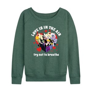 Women's - Disney Villains - Valentine's Day Lightweight French Terry Wide Neck Long Sleeve Shirt - 1 of 4