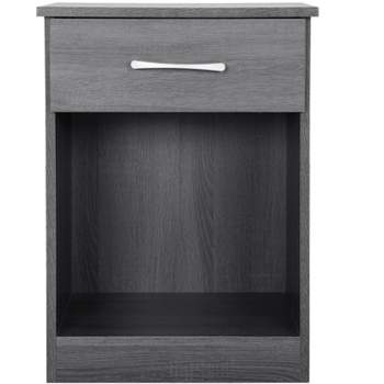 Passion Furniture Lindsey 1-Drawer Gray Nightstand (24 in. H x 18 in. W x 16 in. D)