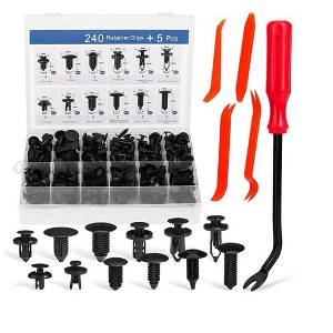 Itopfox 240 Pcs Universal Car Clips & Fastener Removers Kit - Push Type Retainers for Door Trim, Bumper, Fender & Splash Shield Replacement - 1 of 4