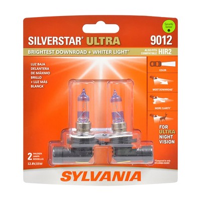 SYLVANIA - 9012 SilverStar Ultra - High Performance Halogen Headlight Bulb, High Beam, Low Beam and Fog Replacement Bulb, Brightest Downroad with Whiter Light, Tri-Band Technology (Contains 2 Bulbs)