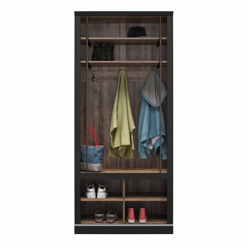 Voltaire Entryway Hall Tree with Bench and Storage Cubbies Black and Walnut - Room &#38; Joy, 5 of 15
