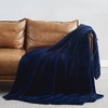 Royal Velvet 60"x70" Luxe Faux Rabbit Fur Throw in Gift Box Navy Blue - 2 of 4