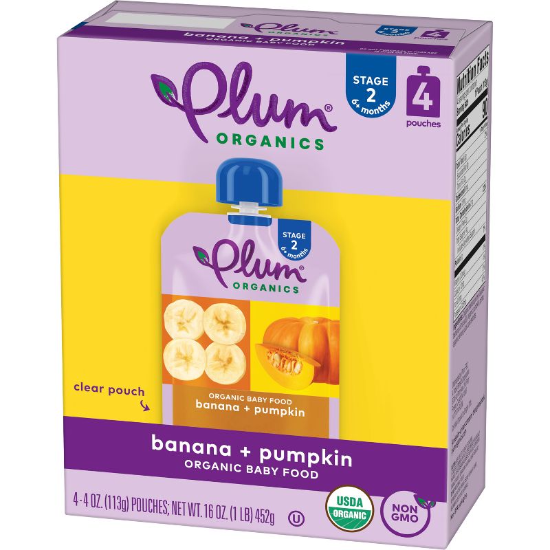 Plum Organics 4pk Banana &#38; Pumpkin Baby Food Pouches - 16oz, 5 of 14