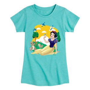 Girls' - Disney Princess - Snow White Forest Animal Friends Fitted Short Sleeve Graphic T-Shirt - 1 of 4