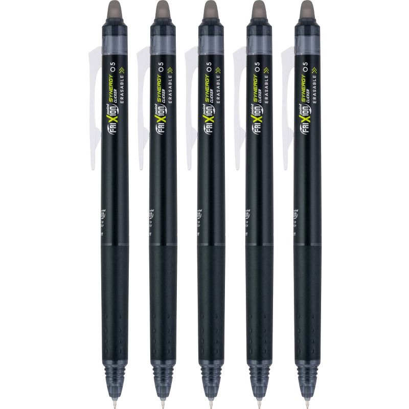 Pilot 5pk FriXion Synergy Clicker Erasable Gel Pens Extra Fine Point 0.5mm Black Ink, 5 of 9