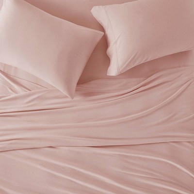 Blush Twin XL Cotton Blend Jersey Knit Sheet Set