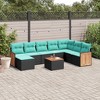 vidaXL 9 Piece Garden Sofa Set with Cushions Black Poly Rattan - Black With Table - 2 of 4