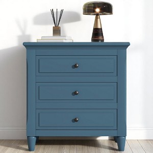 Mshliw 3-Drawer Nightstand for Bedroom, Solid Wood Frame Bedside Cabinet with Ball-Bearing Slides and Storage Drawers, Fully Assembled - 1 of 4