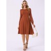 Seta T Women's Lantern Long Sleeve Round Neck Elegant Swiss Dots Work Knee Length Dress - 3 of 4