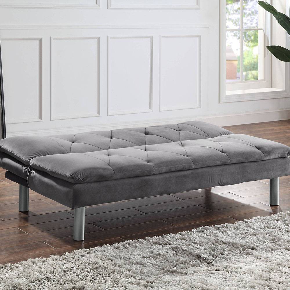Photos - Sofa 66" Cilliers  Gray Velvet/Chrome Finish - Acme Furniture